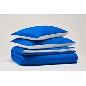 Pantone™ - Beddengoedset voor eenpersoonsbed, 155 x 200 cm, 100% katoen, percal, 200, aantal draden - tweezijdig, blauw/wit