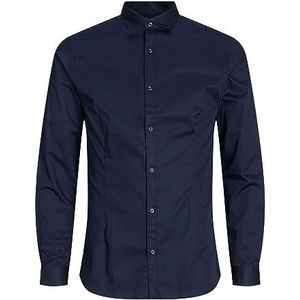 JACK & JONES Herenhemd, super slim fit overhemd, blauw (navy blazer), S
