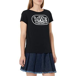 Love Moschino Dames Boxy Fit Korte Mouwen met Skate Print T-shirt, zwart, 38