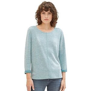 TOM TAILOR Dames Cosy Swearshirt met 3/4-mouw, 32402 - Ever Green Melange, L