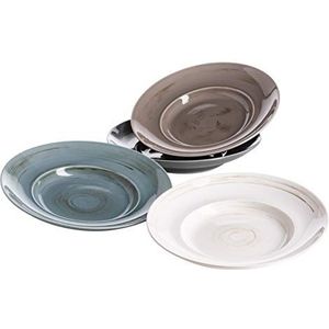 MÄSER 931449 Serie Derby, premium pastabordenset voor 4 personen in gastronomiekwaliteit, modern servies van 4 grote spaghettiborden in kleurrijke pastelkleuren, duurzaam porselein