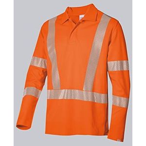 BP 2133-261-85-XL Stofmix lange mouwen uniseks poloshirt, polokraag met verborgen drukknoopband, 50% katoen/50% polyester, Warnorange, XL maat