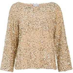Vifaith Boat Neck L/S Sequin Top/Vol, Frosted Almond, S