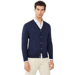 Hackett London Heren Icon Minimal Sweater Cardigan, Blauw (Navy), 3XL, Blauw (zwart), 3XL