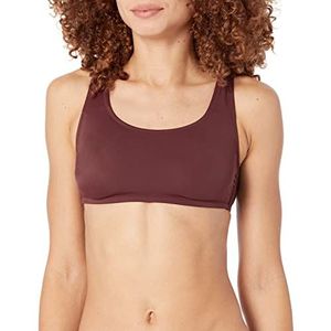 Amazon Essentials Dames ronde hals zwemmen crop top, diepbruin, L