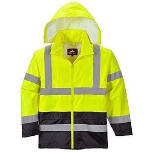 Portwest H443 Hi-Vis Klassiek Tweekleuren Regenjack, Geel/Zwart, Grootte 4XL