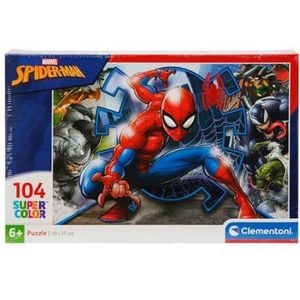 Clementoni Kinderen Puzzel, Marvel Spider-Man - 104 Stukjes - Supercolor Puzzle, 6+ jaar, 27116, Meerkleurig