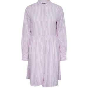 PIECES Dames Pcsally Ls Dress Noos Jurk, Pastel Lavender/Stripes: cloud Dancer, L