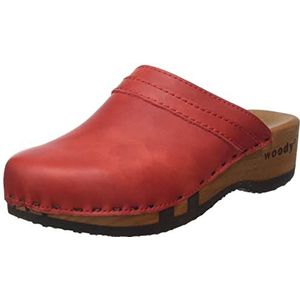 Woody Dames Hanni houten schoen, Rosso, 37 EU, rood, 37 EU