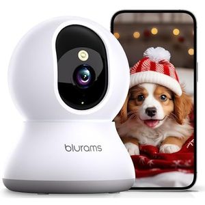 blurams Wifi-camera voor binnen, 2 K, bewakingscamera, 360 ° rotatie, nachtzicht, bewegings-/geluidsherkenning, bidirectionele audio, compatibel met Alexa (alleen 2,4 GHz)