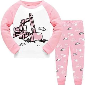 CM-Kid Per Bambini, Pigiami Pyjama-set voor baby's, meisjes, Escavatore Roze, 24 Maanden