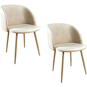 ZONS YPOS set van 2 fluwelen stoelen, 55,5 x 60 x 83 cm, beige