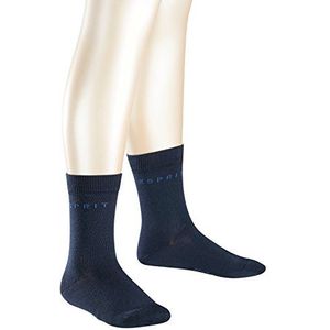 ESPRIT Uniseks-kind Sokken Foot Logo 2-Pack K SO Katoen Eenkleurig Multipack 2 Paar, Blauw (Marine 6120), 23-26