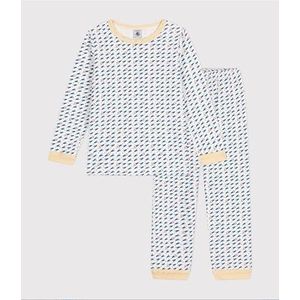 Petit Bateau Pyjama met lange mouwen voor kinderen en jongeren, Marshmallow/Multico, 12 Jaar
