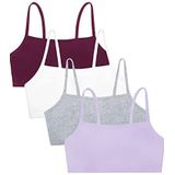 Fruit of the Loom Katoenen pullover met spaghettibandjes voor dames, sportbeha, voordeelverpakking, Paars/Wit/Lila/Grijs, 34