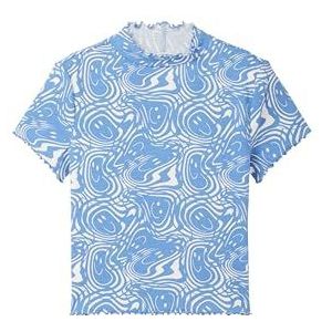 TOM TAILOR T-shirt voor meisjes, 34806 - Wavy Happy Blue Design, 128 cm