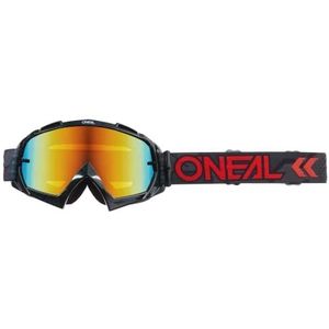 O'NEAL | MX MTB DH FR Downhill Freeride Goggles | Hoge kwaliteit 1.2mm 3D lens voor ultieme helderheid, UV-bescherming | B-10 Camo V.22 Goggle | Black Red - Mirror Red | OS
