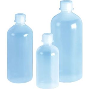 Vitlab Polypropyleen fles met schroefdop, transparant, 32 GL schroefdraad, 1000 ml capaciteit, 92 mm diameter, 215 mm hoogte, 12 stuks