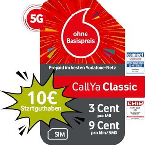 Vodafone Prepaid CallYa Classic | 10 EUR starttegoed I zonder contract | 5G-netwerk | 9 cent per min/sms