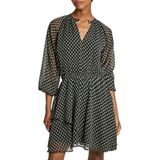 Jurken - Earth Brown - Knoopsluiting - Lange Mouwen - Regular Fit