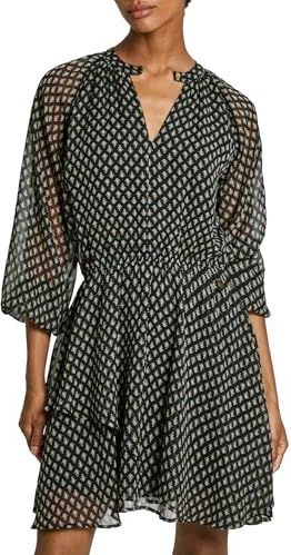 Jurken - Earth Brown - Knoopsluiting - Lange Mouwen - Regular Fit