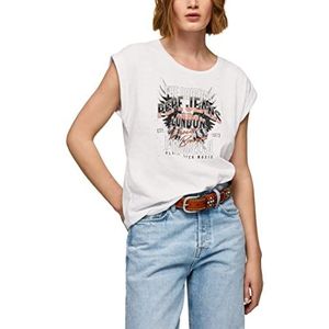 Pepe Jeans Dames ORLENE T-shirt, wit, XL, Kleur: wit, XL