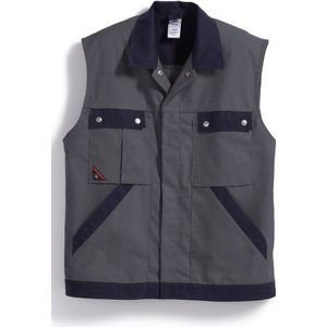 BP 1461-720-153-M vest, verborgen drukknoopband en zakken, 305,00 g/m² versterkt katoen, donkergrijs/donkerblauw, M