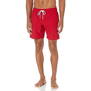 Amazon Essentials Men's Sneldrogende zwembroek met binnenbeenlengte van 18 cm, Rood, XS