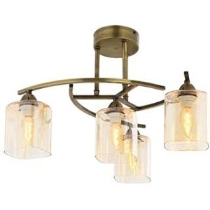 Opviq Elegant koper koper, 32 cm lengte, 51 cm diameter, metalen behuizing, glazen cap, 4 x E14 Max 4 W, modern industrieel design voor glamoureuze ruimtes