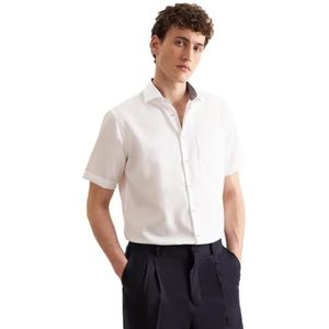 Seidensticker Zakelijk overhemd voor heren, regular fit, strijkvrij, kent-kraag, korte mouwen, 100% katoen, wit, 42
