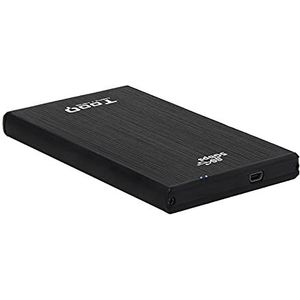 Externe behuizing TQE-2522B voor 2,5 inch harde schijven met een dikte van 9,5 mm. SATA-interface met USB 3.0-poort, biedt hoge overdrachtssnelheid. Kleur: zwart, compact en robuust ontwerp.