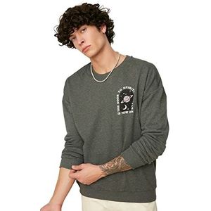 Trendyol Man Regular Basic Ronde hals Gebreid Sweatshirt, Antraciet, S