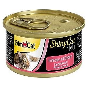 GimCat ShinyCat in Jelly kip met kreeft - Natvoer voor katten, met vlees en taurine - 24 blikken (24 x 70 g)
