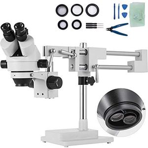 VEVOR Triloculaire microscoop, 3,5 x 90 x stereo, microscoop, 55-75 mm, professionele stereomicroscoop met verstelbare arm met focusbereik van 26:1 voor het observeren van insecten enz.