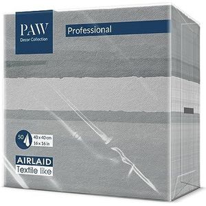 PAW - Airlaid Servetten (40 x 40 cm) I 50 Stuks I Bruiloft en Verjaardag Decoratie I Ideaal voor Bruiloften, Communies, Recepties I Elegant Tafeldecoratie I Kleur: Vloeibaar grijs