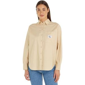 Calvin Klein Jeans Vrouwen Geweven Label Relaxed Shirt Tops, Warm zand, L