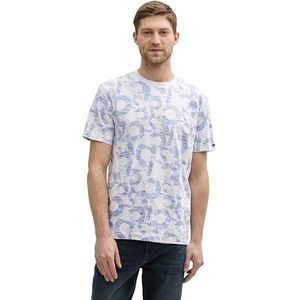 TOM TAILOR T-shirt voor heren, 37846 - Wit Blauw Nummer Ontwerp, XL