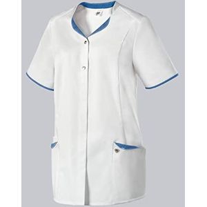 BP 1702-485-2106 Kasack voor dames, moderne pasvorm, 50% katoen/50% polyester, wit/azuurblauw, maat 3XL