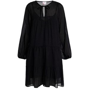 Mioki Dames midi-jurk in strependesign jurk, zwart, M
