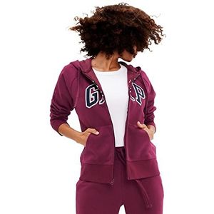 GAP Dames Logo Hoodie Hooded Full Zip Sweatshirt, Ruby Wine, XXS, Ruby Wijn, XXS