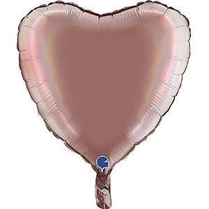 GRABO Ballon aluminium hart roze holografe regenboog 46 cm
