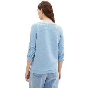 TOM TAILOR Denim Sweatshirt voor dames met plooien en structuur, 11139-soft Charming Blue, XS