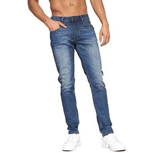 Crosshatch - Mens Everyday Essential Classic 'Sheldon' Casual Rechte Been Smart Stretch Slim Fit 5 Pocket Denim Katoen Rijke Jeans - W30-W40 - L30-L34, Sheldon/Stone Wash, 36W / 32L