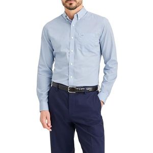 Dockers Heren Shirts Signature Stain Def Slim, Burnett Subdued Blue, L