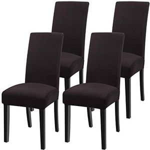 YISUN Set van 4 en 6 universele stretch stoelhoezen voor eetkamerstoelen (set van 4 - pure koffie)