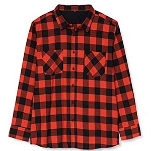 Build Your Brand Heren Checked Flanel Shirt T, Zwart/Rood, XL