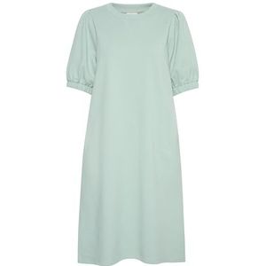 KAFFE Casual jurk voor dames, halve mouwen, ronde hals, knielengte, Graniet groen, XS