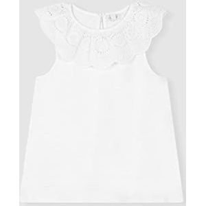 Gocco Wit T-shirt met geborduurde strepen voor meisjes, Optisch wit, 3 Jaren
