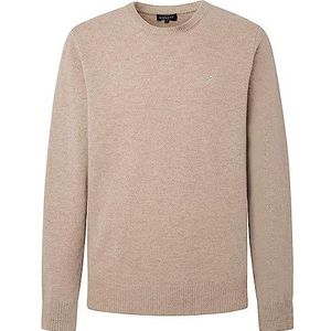 Hackett London Heren Lamswol Crew No Lg Pullover Sweater, Beige (Ecru), XS