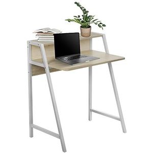 hjh OFFICE 634722 Desk Dumont hout esdoorn/wit computertafel klein met opbergruimte
